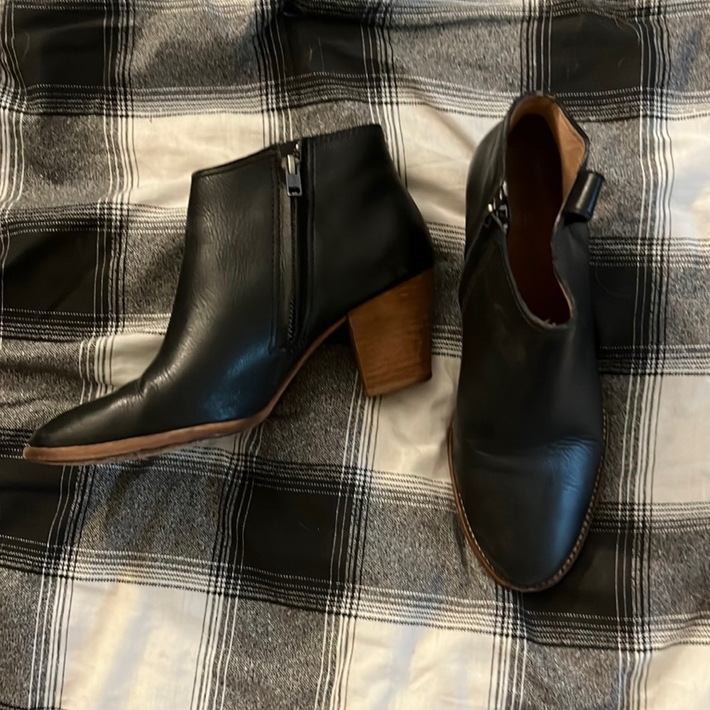 Black Leather Madewell Ankle Booties